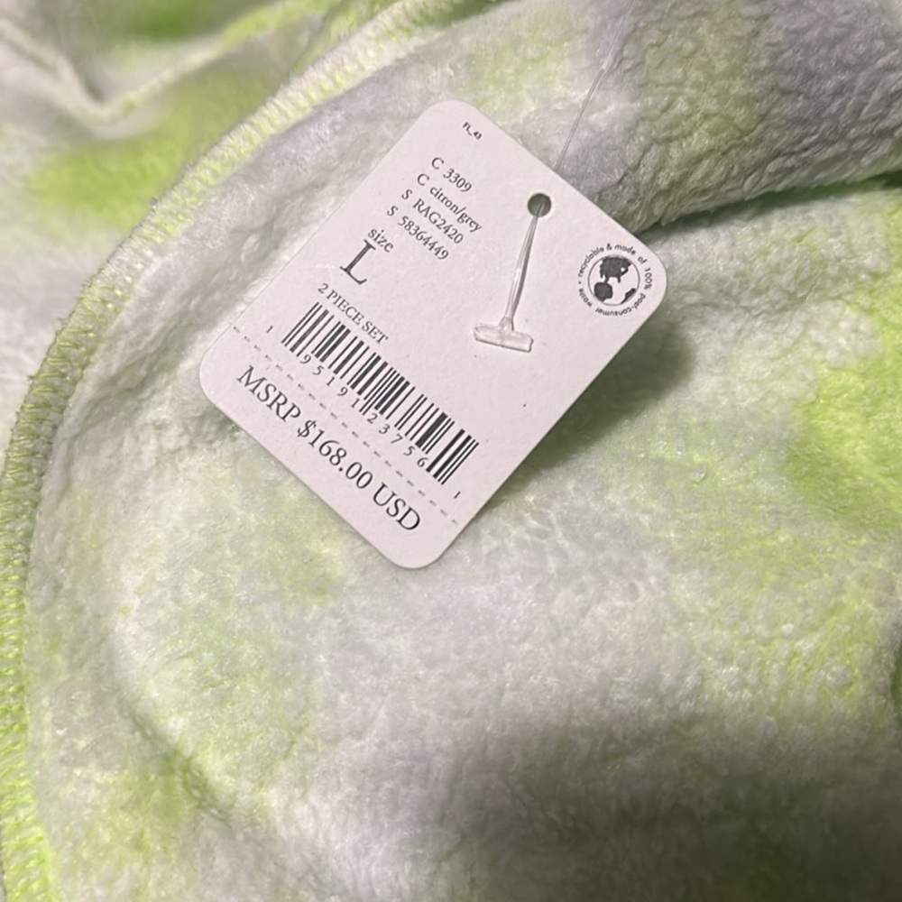NWT! Free People Kelly Tie Dye Green Citron Grey Sweatshirt Large - Picture 6 of 9